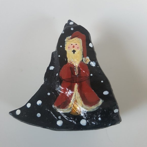 [M. Tlass] Handpainted Santa Rock - Picture 1 of 3
